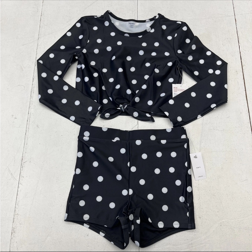 Old Navy Black and White Polka Dot Kids Swim Set XL 14/16 New